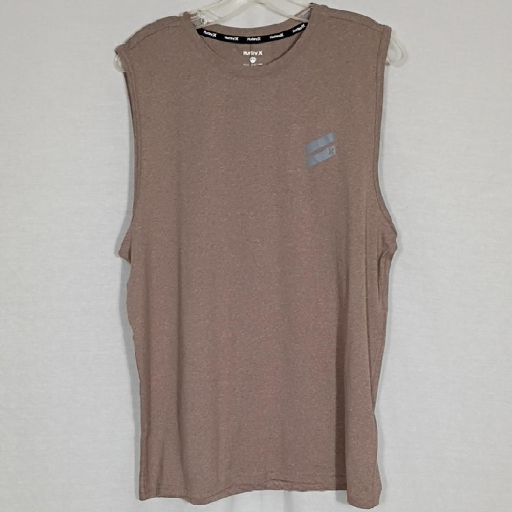 NWT Hurley Exist Breathe Tank Heathered Poly span Roadside Cream/Choc Men Sz Lg
